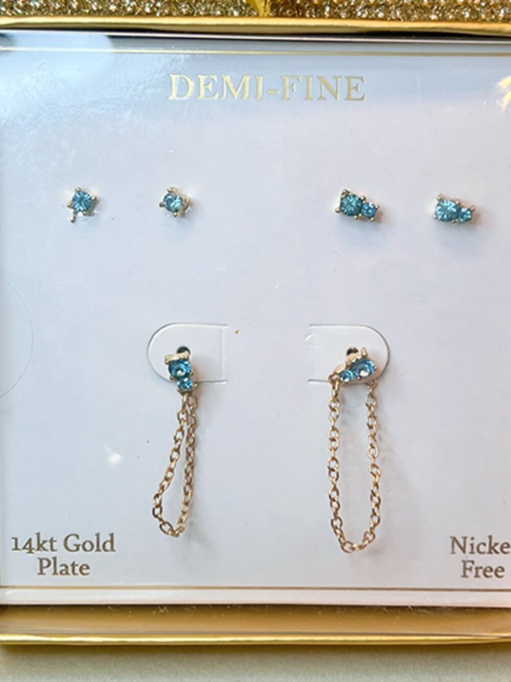 Demi Fine | 14k GP 3-Piece Earring Set | NIB